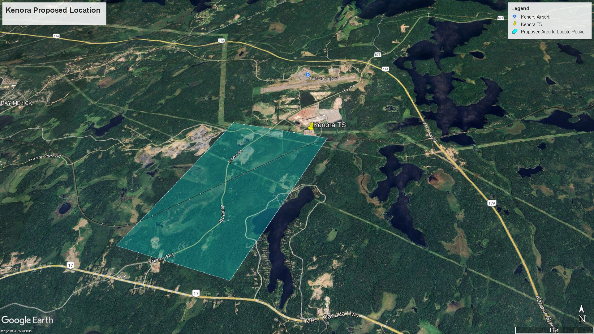 Map showing proximity to 230kV and gas lines